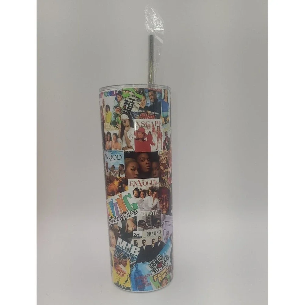 Black Cinema & Music Collage 20oz Stainless Steel Tumbler Mug